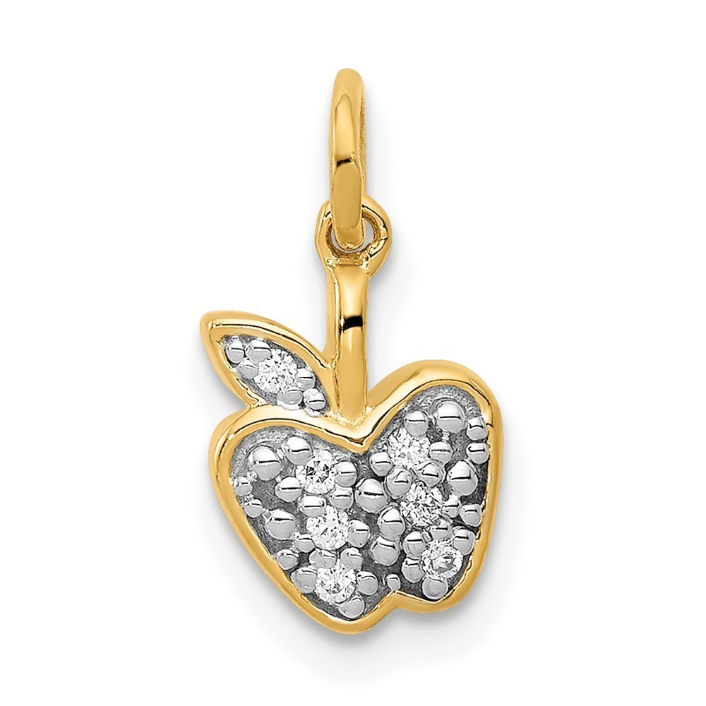 Million charms 14k Yellow Gold Diamond Apple Necklace Charm Pendant